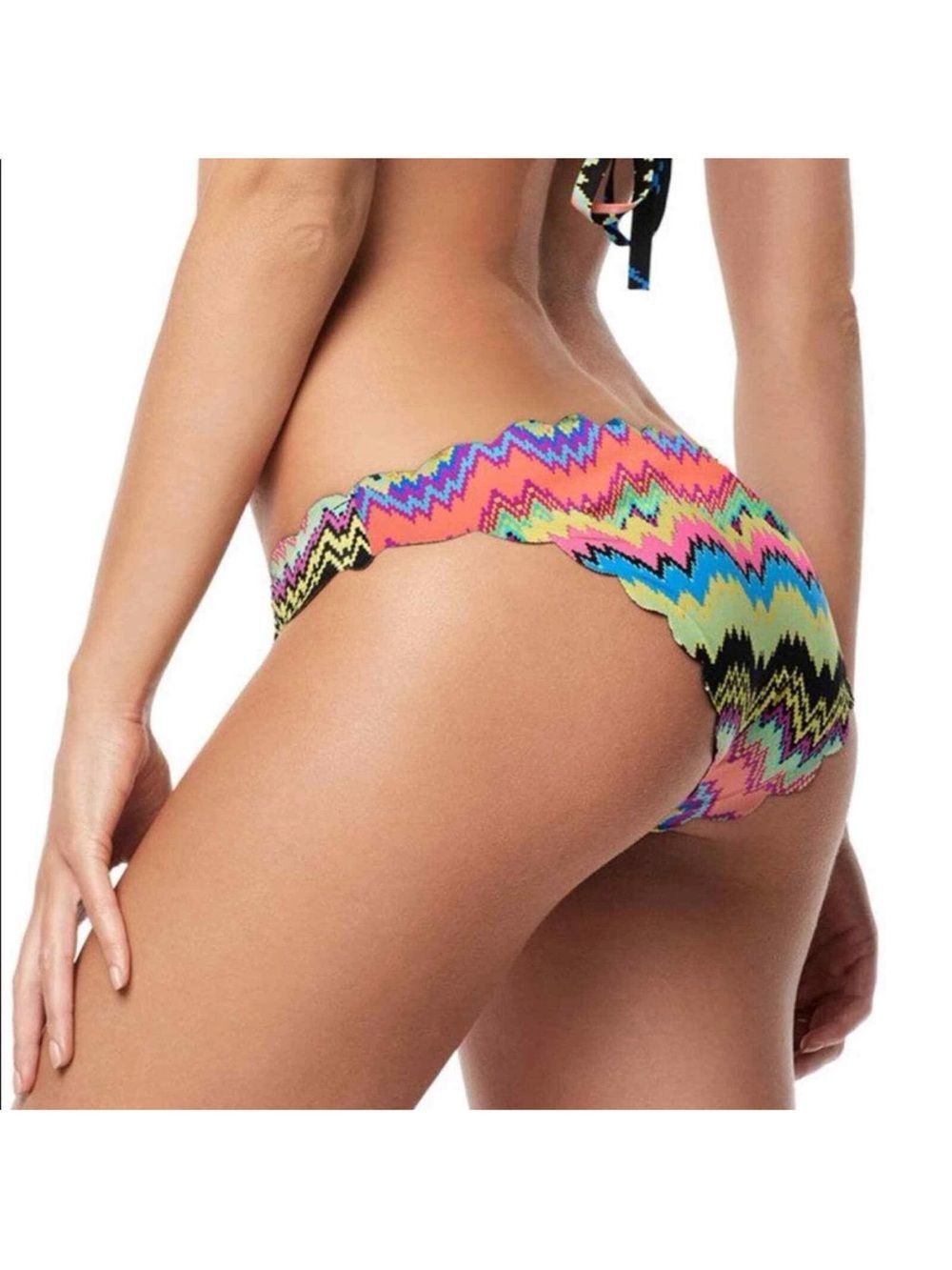 PILYQ Clara Reversible Scalloped Seamless Wave Full Bikini Bottom NWT $88
